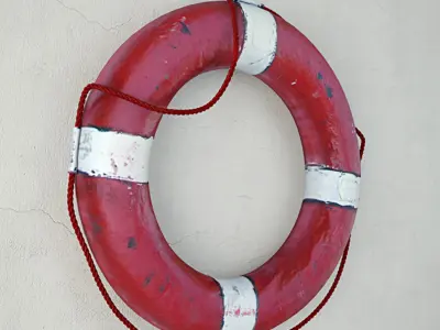 Vintage 1950s Red and White Nautical Life Preserver 3D model