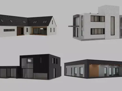 4 Modern Houses Pack Blender 3D Models  3D model