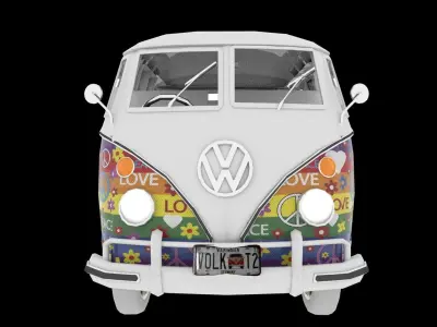 Volkswagen Samba Hippie T1 Bus Low-poly 3D model