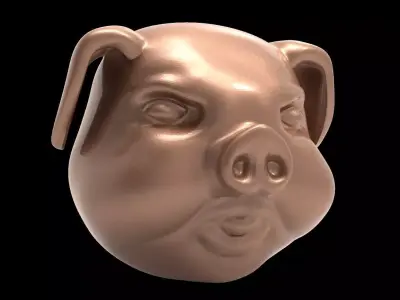 Pig Head Pendant 3D Printable Model  3D print model
