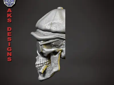 Gangster skull version 2 Bas relief wall decoration 3D print model