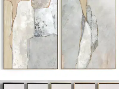 Plaster Two Photo Frame 121 Low-poly 3D model