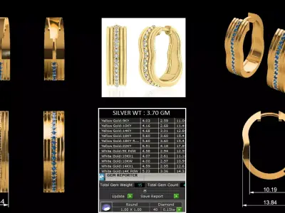 Diamond Hoops Earrings 3D print model 3D Model Collection 3D print model