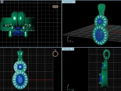 Pendant n 9 with sapphire and diamonds 3D print model