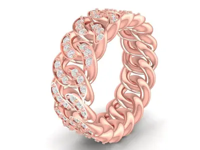 Luxury Cuban Chain Diamond Ring 3D Model  3705 3D print model