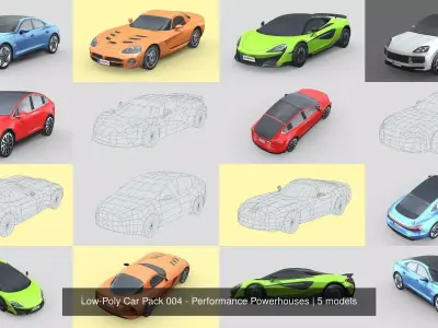 Low-Poly Car Pack 004 - Performance Powerhouses