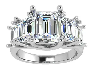 3 Stone Emerald Diamond Ring 4322 3D print model