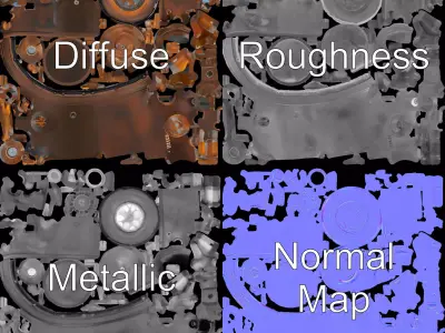 Steampunk Engine Gauge model pack Low-poly 3D model