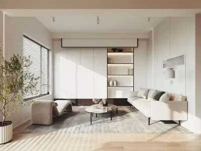 Modern living room dining room interior scenes 556 3D model