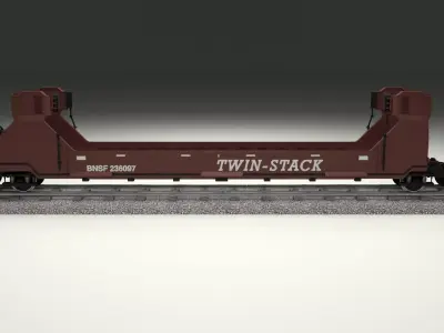 Brown Train Well Car 3D model