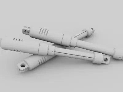 Accessories pair of hydraulic cylinders Low-poly 3D model