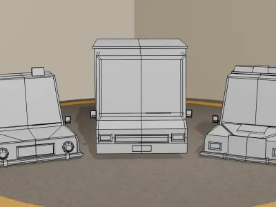 Stylized Low Poly Cars Bundle Game Ready Low-poly 3D model