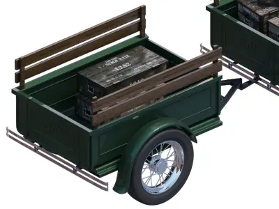 Children retro pedal car green 3D model