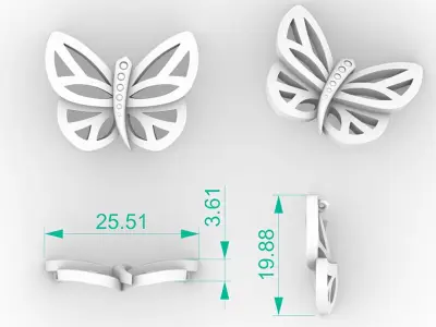 Elegant butterfly diamond pendant  3D print model