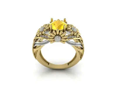 Flower Ring 3D print model