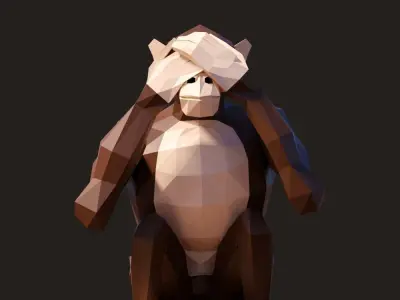 Chimpanzee low polygonal monkey Low-poly 3D model