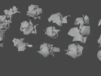 15 Crumpled Paper Ball 3D model