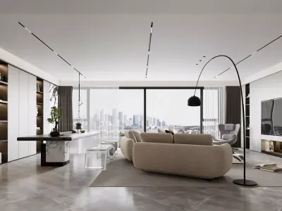 Modern living room dining room interior scenes 276 3D model