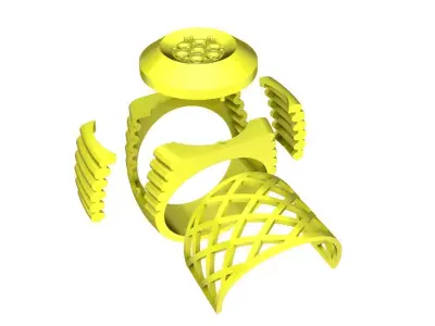 Round Cluster Gemstone Signet Ring Jewelry Model 4461 3D print model