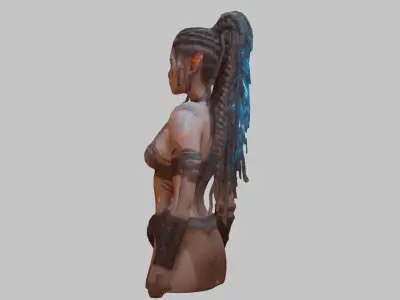 Female Barbarian Low-poly 3D model