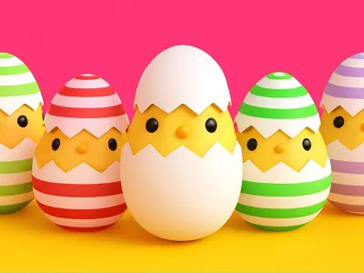Easter Eggs Chicken  Low-poly 3D model