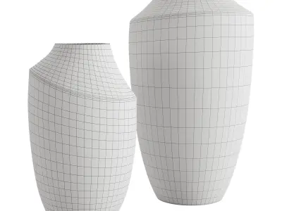 Slope White Ceramic Vase 3D model