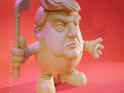 Golden Hair Potato - Silly 3D Character Model 3D print model