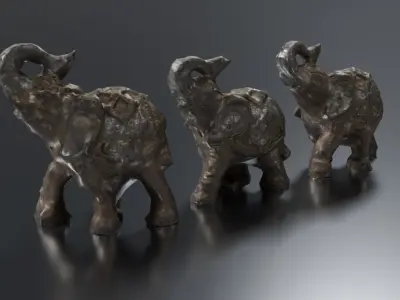 Elephant Statues Low-poly 3D model