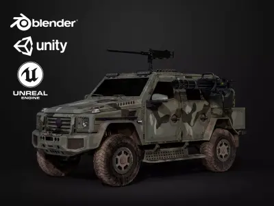Military Car Truck Vehicle Game Ready Low-poly 3D model