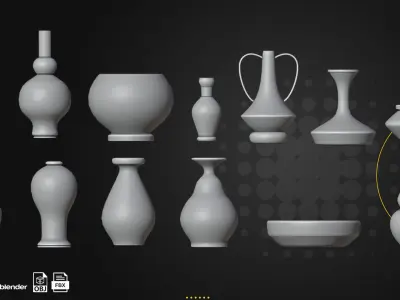 56 Ancient Greek Vases Pets Tutorial Video Low-poly 3D model