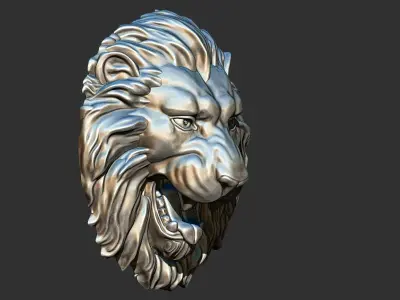 lion head open mouth relief 3d printable model cnc  3D print model