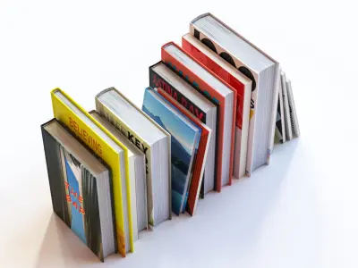 A group of fiction books 3D model