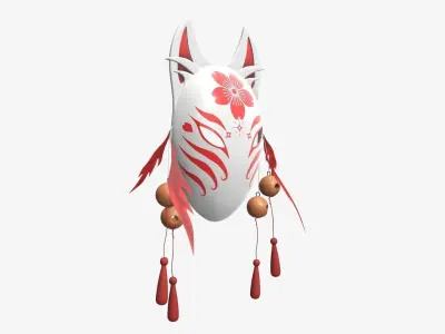 Kitsune fox-demon mask 3D model