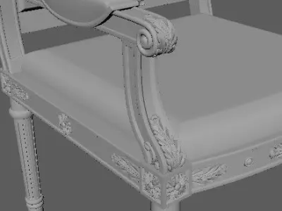 armchair ornate chair with gold trim 3D model