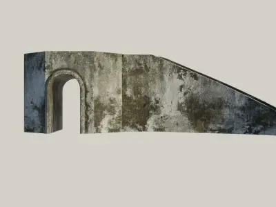 Bridge 3D model concrete wall with arch in it Low-poly 3D model