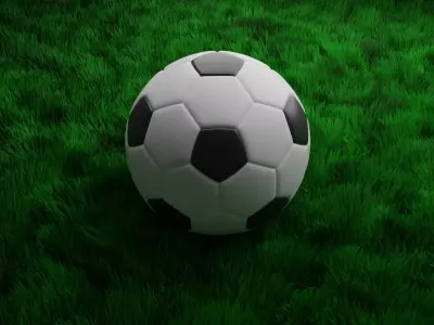 Blender Football Scene with Clean Dirty Balls and Grass Types Low-poly 3D model