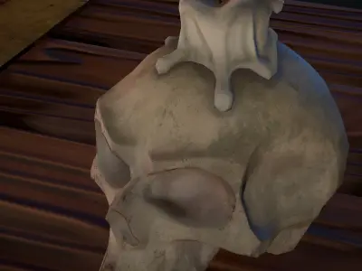 Old Skull with a Candle Low-poly 3D model