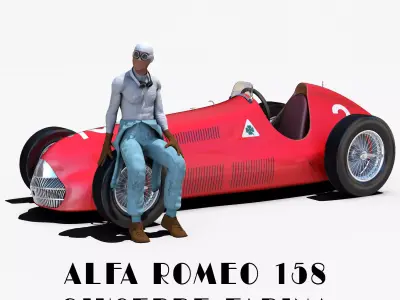 Alfa Romeo Alfetta 158 Low-poly 3D model