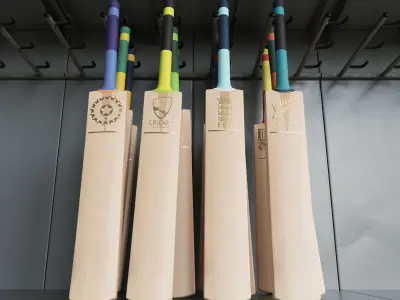 Icc Cricket Bad Branded Bat Display Rack 3D model