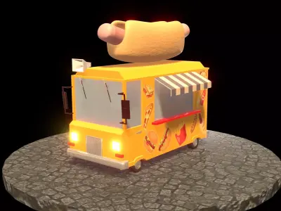 hot dog car Low-poly 3D model