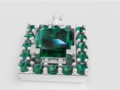 Emerald Cut Pendant 3D print model