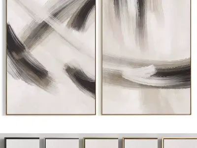 Plaster Two Photo Frame 434 Low-poly 3D model