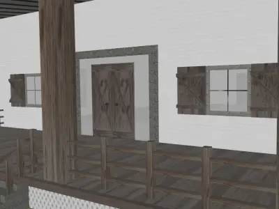 Country Farmhouse - White and Brown  Free 3D model