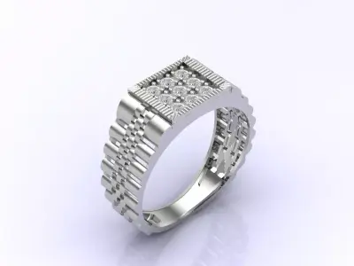 Print Ready STL 3DM  Gents Rings Diamond Men Ring  3D print model 125