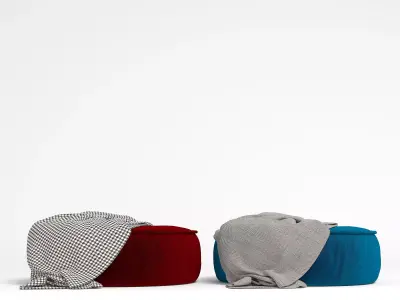 Velvet Pouf Set 1 3D model