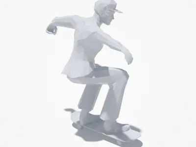 Skater Man Sport Pose  Low-poly 3D model