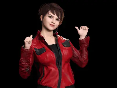 Realistic Biker Model with Helmet and Racing Gear Low-poly 3D model