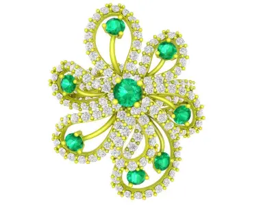 Luxury Floral Cluster Gemstone Ring for Women 4423 3D print model