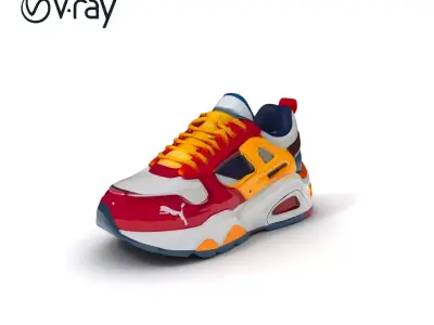 Vibrant Athletic Sneaker D Model Pack Low-poly 3D model