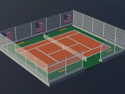 Tennis Court - USA Low-poly 3D model